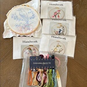Handwork Kids Embroidery Starter Kit with Pink and Blue Threads